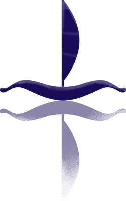 帆船倒影肌理插画